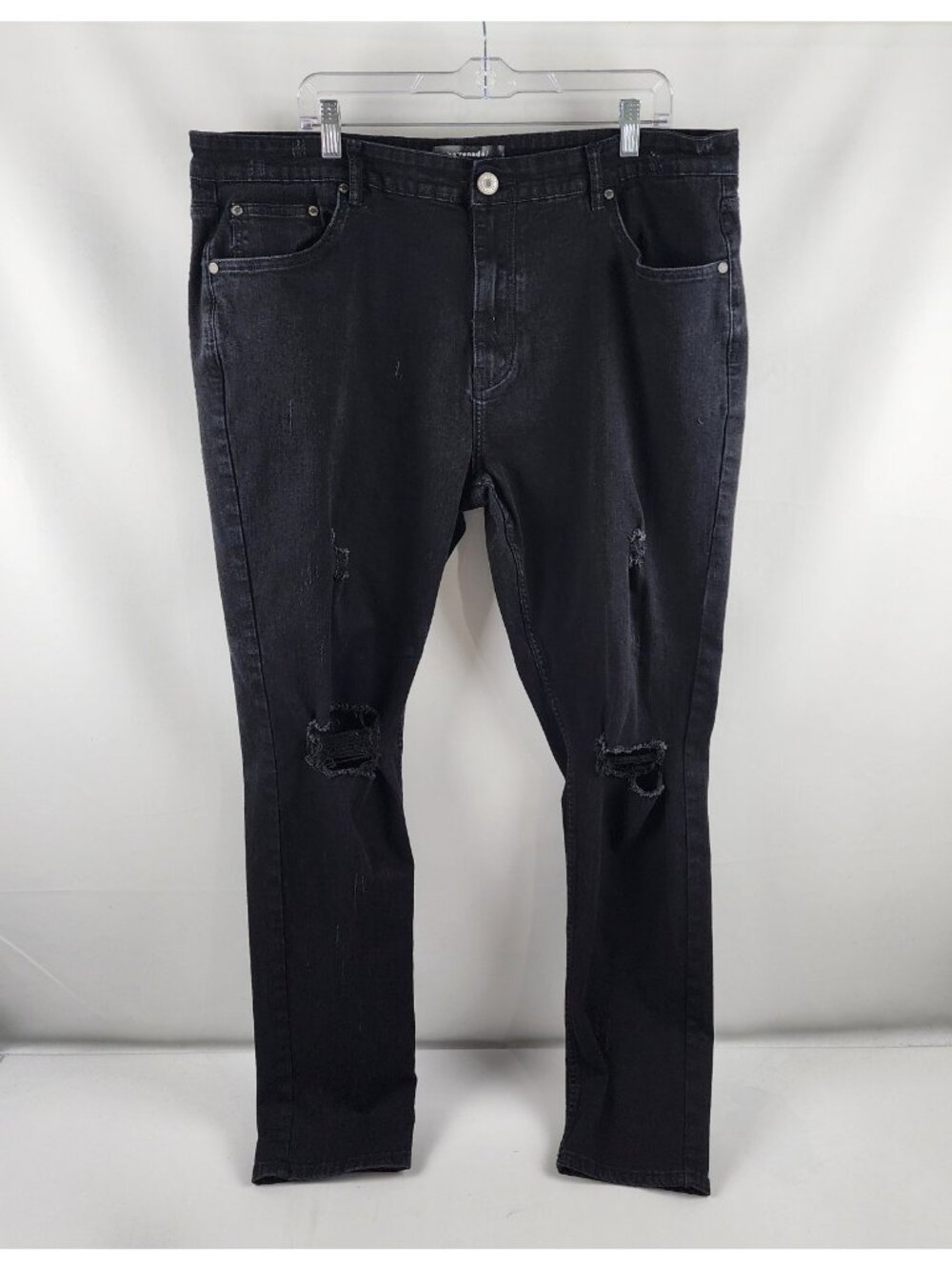 Serenede Jeans Mens 42x32 Black Distressed Skinny Leg Denim